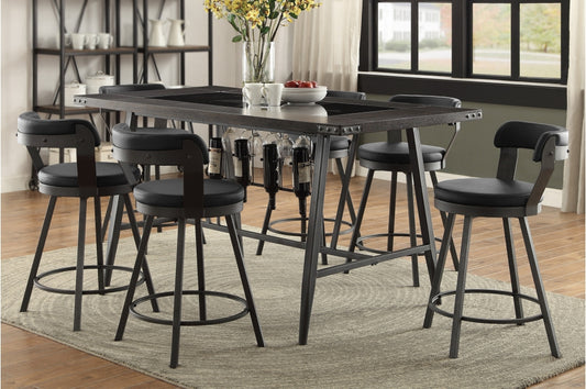 Appert 7pcs Counter Set BLACK STOOLS