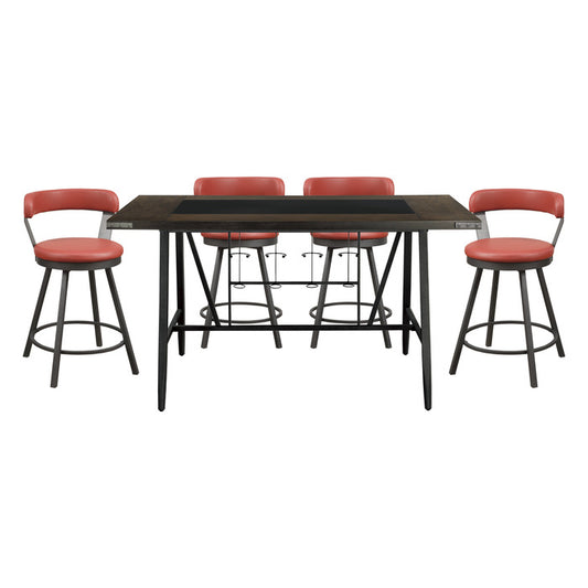 Appert 5pcs Counter Set RED STOOLS