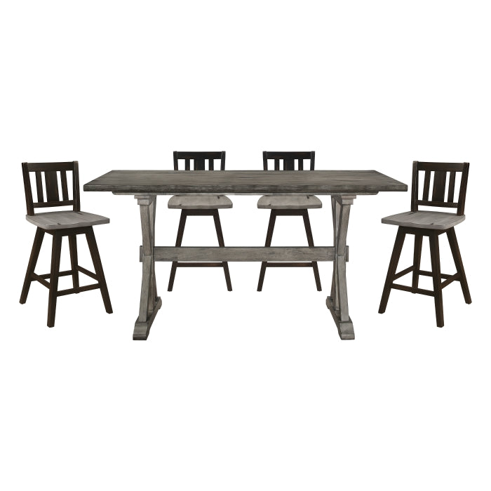 Amsonia 5pcs Counter Set GREY/BLACK SLAT BACK