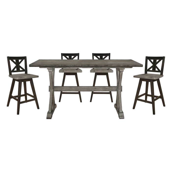 Amsonia 5pcs Counter Set GREY/BLACK X-BACK STOOLS