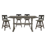 Amsonia 5pcs Counter Set GREY/BLACK X-BACK STOOLS