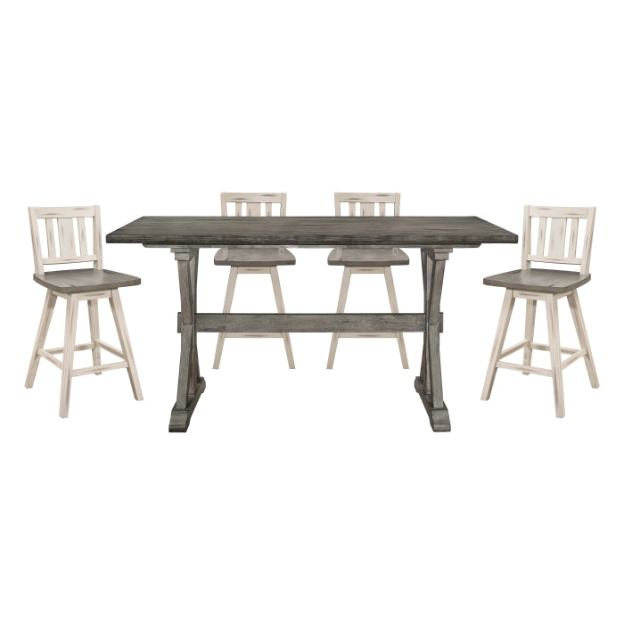 Amsonia 7pcs Counter Set GREY/WHITE SLAT BACK
