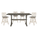 Amsonia 7pcs Counter Set GREY/WHITE SLAT BACK