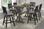 Amsonia 7pcs Counter Set GREY/BLACK SLAT BACK