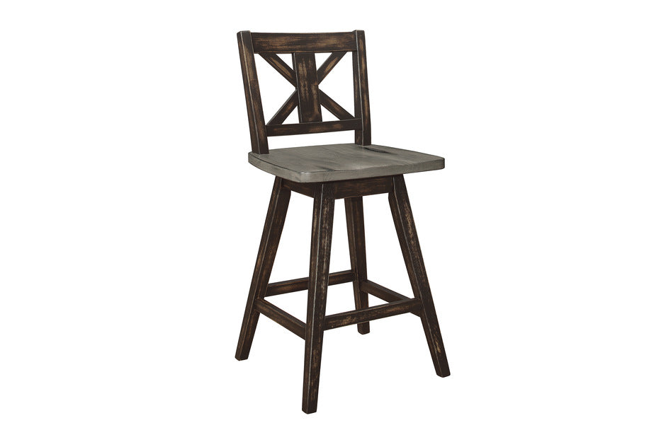 Amsonia 5pcs Counter Set GREY/BLACK X-BACK STOOLS