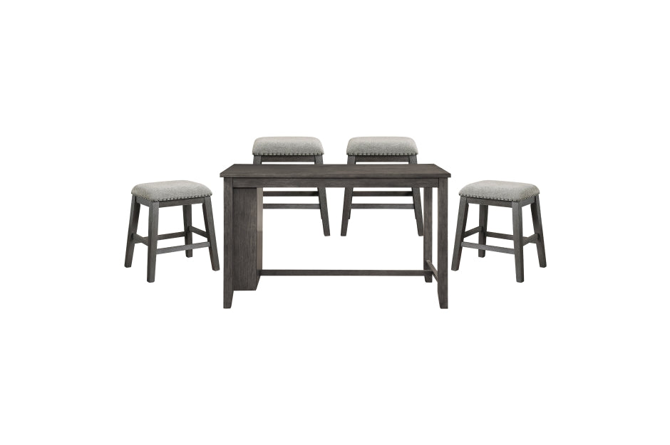 Timbre 5pcs Counter Set W/Fabric Chairs GREY