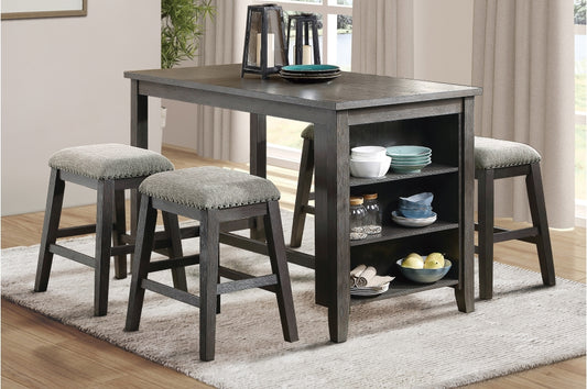 Timbre 5pcs Counter Set W/Fabric Chairs GREY