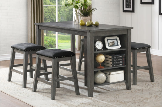 Timbre 5pcs Counter Set W/Vinyl Chairs GREY