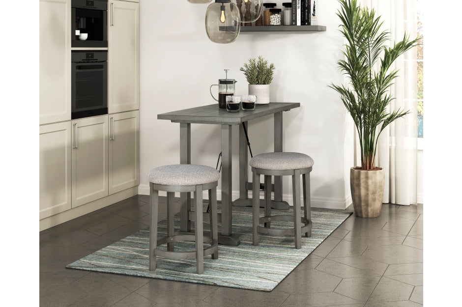 Auburndale 3pcs Counter Set W/Stools LITE GREY