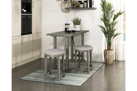 Auburndale 3pcs Counter Set W/Stools LITE GREY