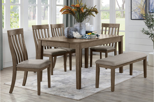 Armhurst 6pcs Dinette Set W/Bench BROWN