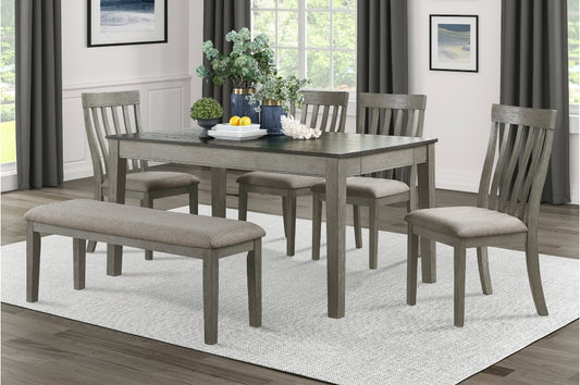 Armhurst 6pcs Dinette Set W/Bench DARK GREY/LITE GREY