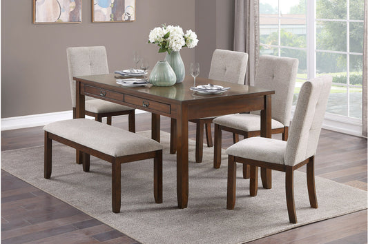 Binghampton 6pcs Dinette Set W/Bench DARK CHERRY