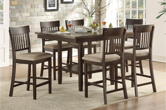 Balin 7pcs Counter Set SLAT BACK/DARK BROWN