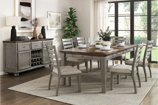 Tigard 7pcs Dining Set CHERRY/GREY