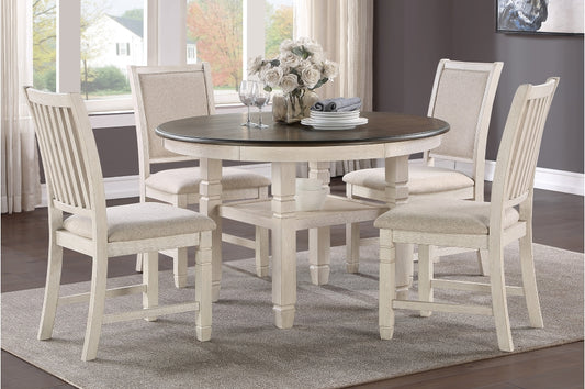 Asher 5pcs Dinette Set BROWN/ANTIQUE WHITE