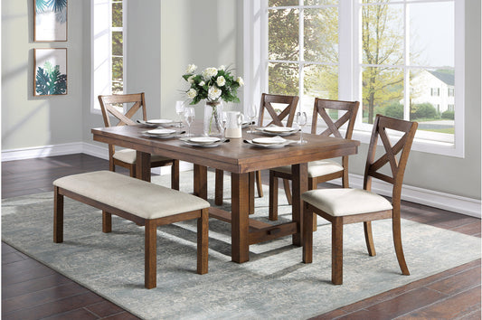 Bonner 6pcs Dining Set W/Bench BROWN