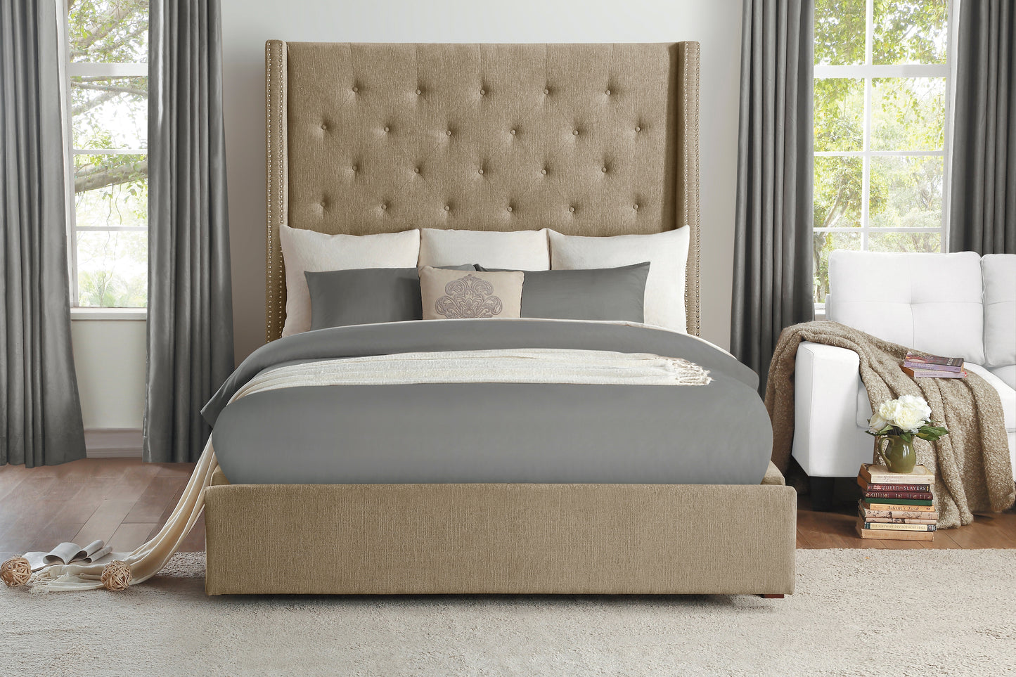 Fairborn Queen Platform Bed BROWN
