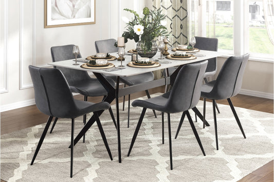 Brixley 7pcs Dinette Set- SINTERED STONE/WHITE