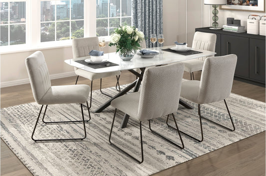 Benito Marble Print Tempered Glass 7pcs Dining Set