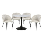 Cosimo 5pcs Dinette Set-MARBLE PRINT TEMPERED GLASS- BEIGE CHAIRS