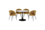 Cosimo 5pcs Dinette Set-MARBLE PRINT TEMPERED GLASS- MUSTARD CHAIRS