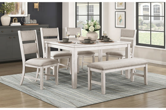 5982 New Collection 6pcs Dinette Set W/Bench