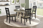 Ogden 5pcs Dinette Set-GREYWASH/ANTIQUE WHITE-BLACK CHAIRS