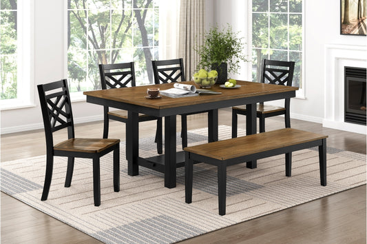 6022 New Collection 6pcs Dining Set BLACK/BROWN
