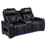 Zuma Power Reclining Loveseat W/ Bluetooth Speaker/Led BLACK VINLY