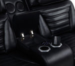Zuma Power Reclining Loveseat W/ Bluetooth Speaker/Led BLACK VINLY