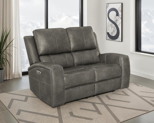 Brickston Triple Power Reclining Loveseat CHARCOAL VINLY
