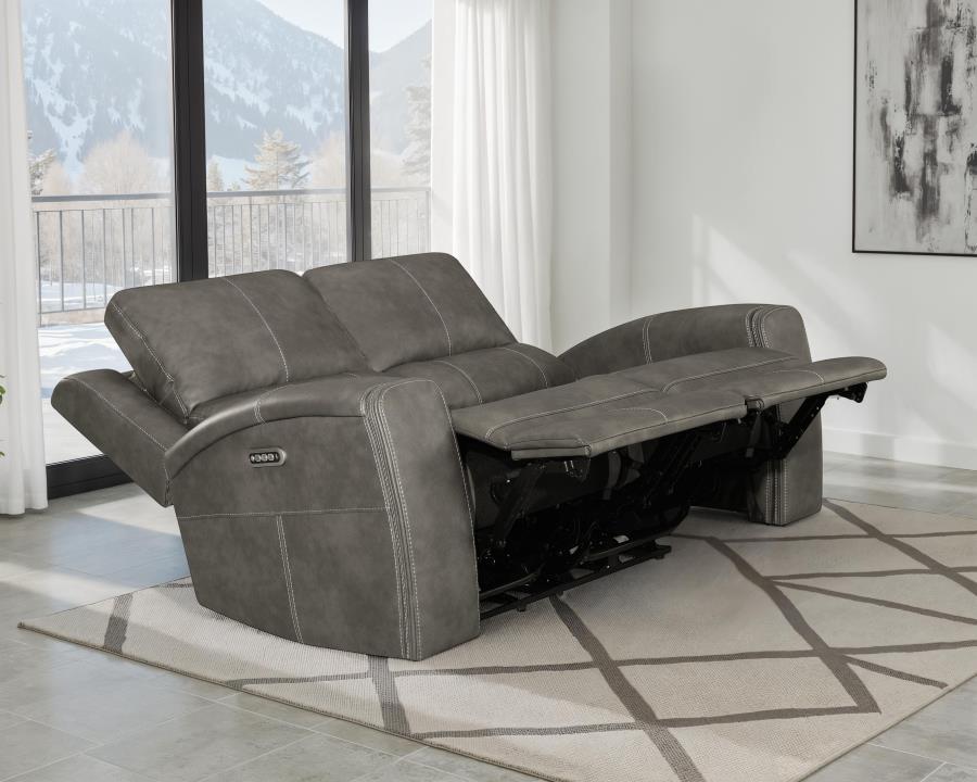 Brickston Triple Power Reclining Loveseat CHARCOAL VINLY