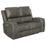 Brickston Triple Power Reclining Loveseat CHARCOAL VINLY