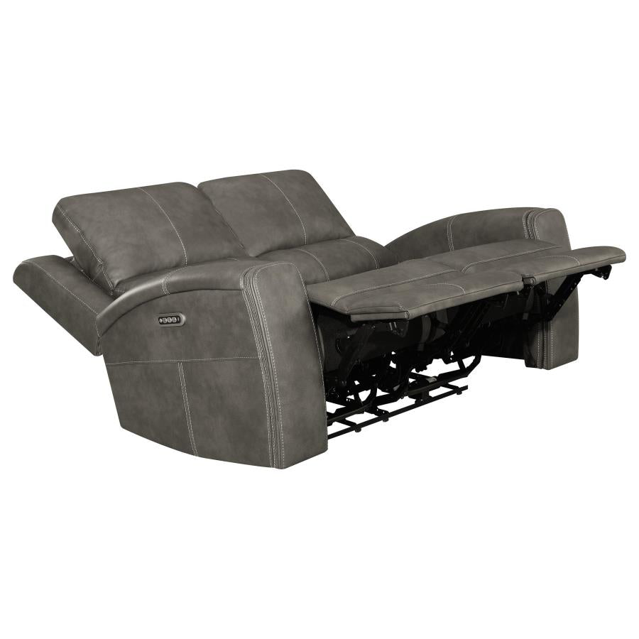 Brickston Triple Power Reclining Loveseat CHARCOAL VINLY