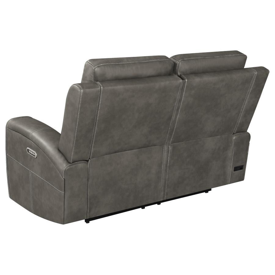 Brickston Triple Power Reclining Loveseat CHARCOAL VINLY