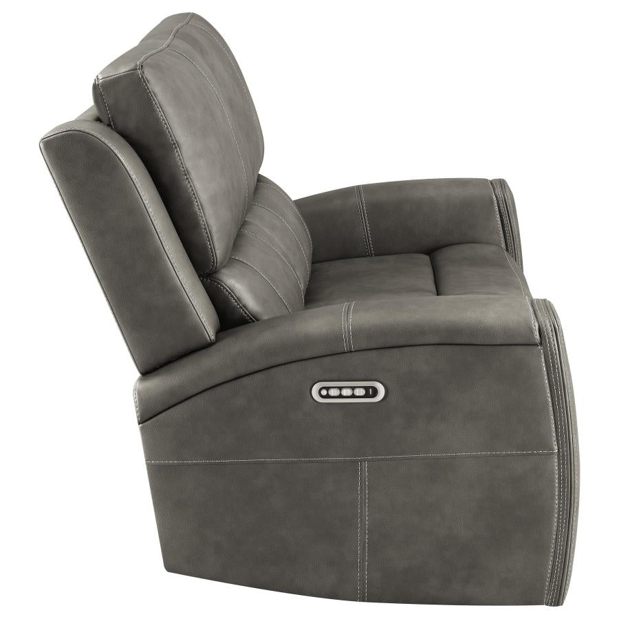 Brickston Triple Power Reclining Loveseat CHARCOAL VINLY