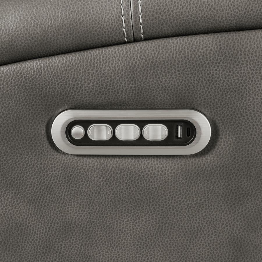 Brickston Triple Power Reclining Loveseat CHARCOAL VINLY