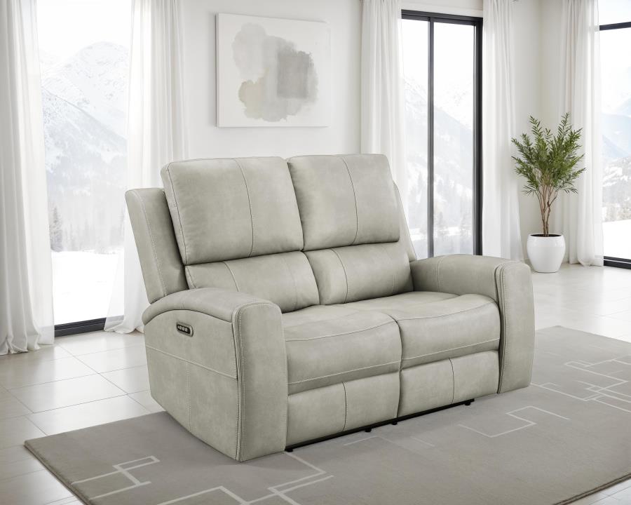 Brickston Triple Power Reclining Loveseat GREY VINLY