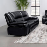 Camilla Reclining Loveseat BLACK VINLY
