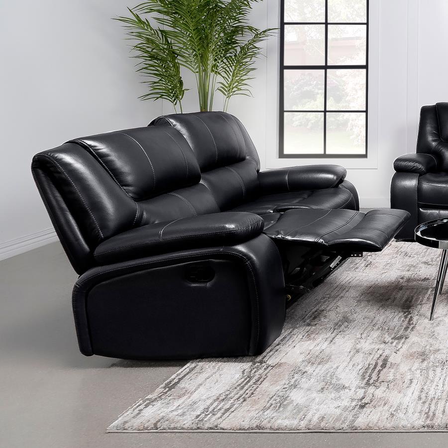 Camilla Reclining Loveseat BLACK VINLY