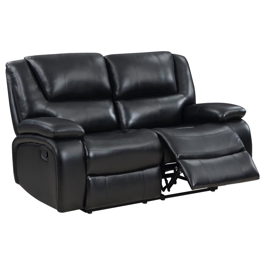 Camilla Reclining Loveseat BLACK VINLY