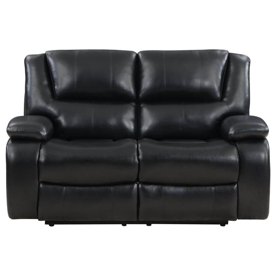 Camilla Reclining Loveseat BLACK VINLY