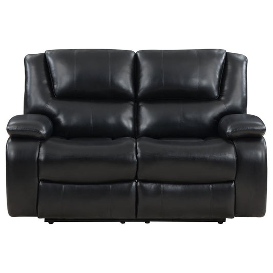 Camilla Reclining Loveseat BLACK VINLY