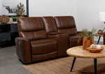 Greenfield Power Reclining Loveseat SADDLE BROWN