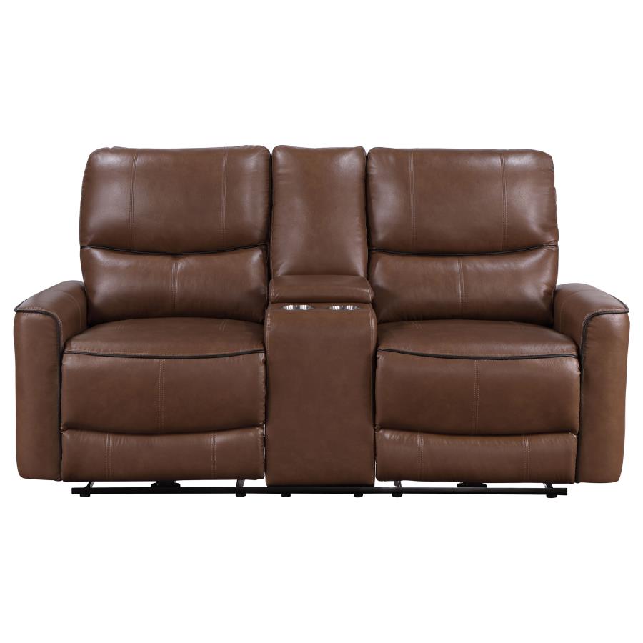 Greenfield Power Reclining Loveseat SADDLE BROWN