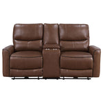 Greenfield Power Reclining Loveseat SADDLE BROWN
