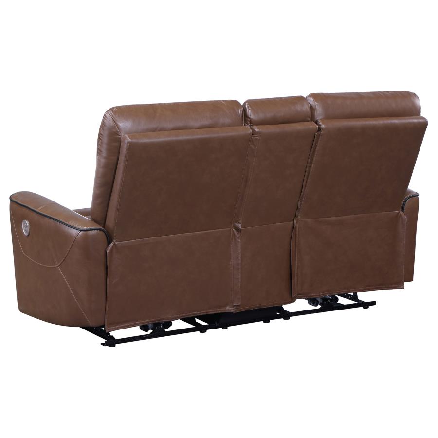 Greenfield Power Reclining Loveseat SADDLE BROWN