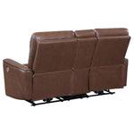 Greenfield Power Reclining Loveseat SADDLE BROWN