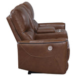 Greenfield Power Reclining Loveseat SADDLE BROWN